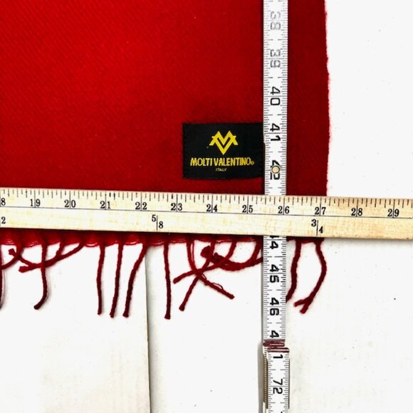 New in bag Molti Valentino Italy Scarf Men/Women 100% Wool 68"x28" red fringe(72 - Picture 7 of 9